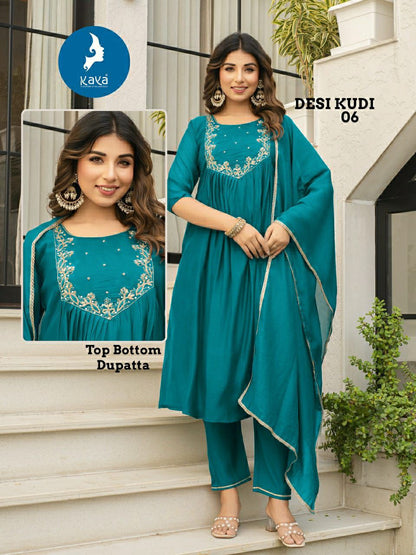 Desi Kudi Kaya Chanderi Readymade Anarkali Suits Manufacturer Gujarat