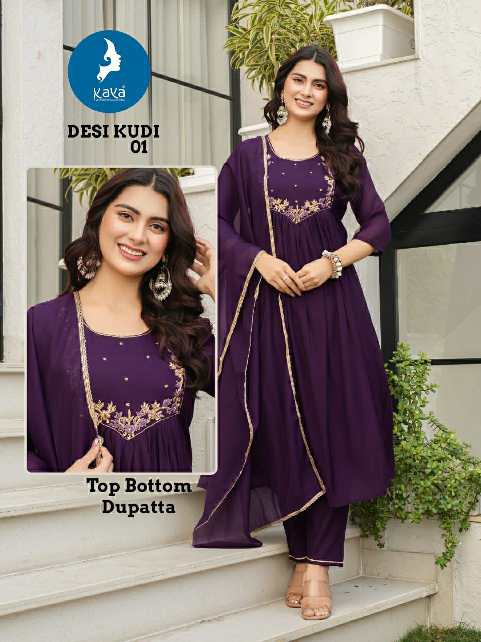 Desi Kudi Kaya Chanderi Readymade Anarkali Suits Manufacturer Gujarat