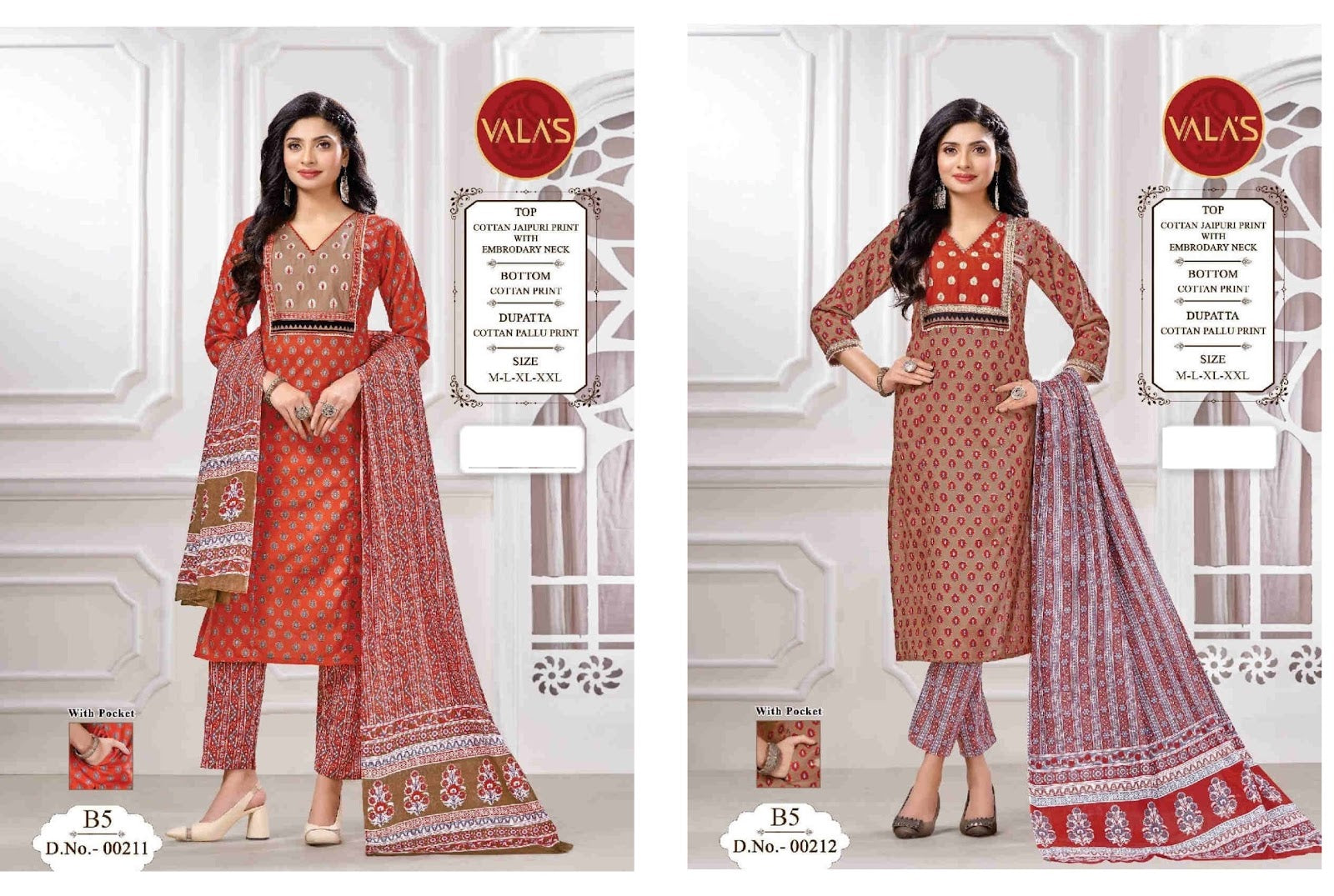 Design-12 Valas Cotton Readymade Pant Style Suits Wholesaler