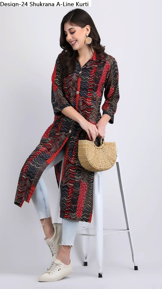 Design-24 Shukrana Rayon A-Line Kurti Manufacturer Ahmedabad
