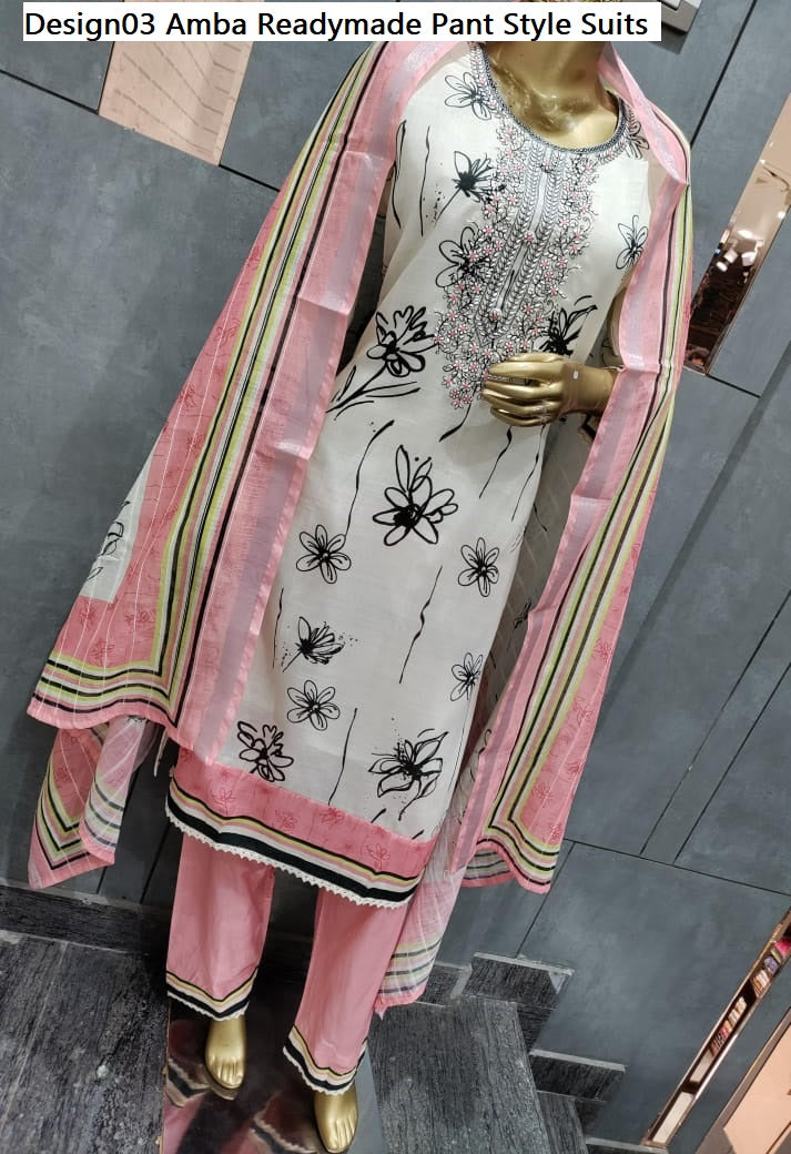 Design03 Amba Linen Readymade Pant Style Suits Exporter Gujarat