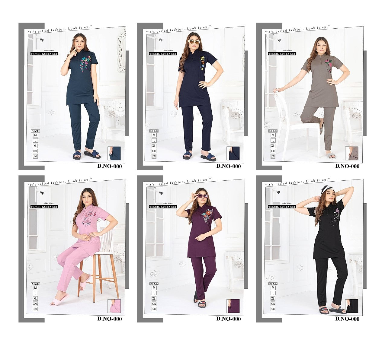 Design 000 Plain Vp Tencil Kurta Night Suits Wholesaler