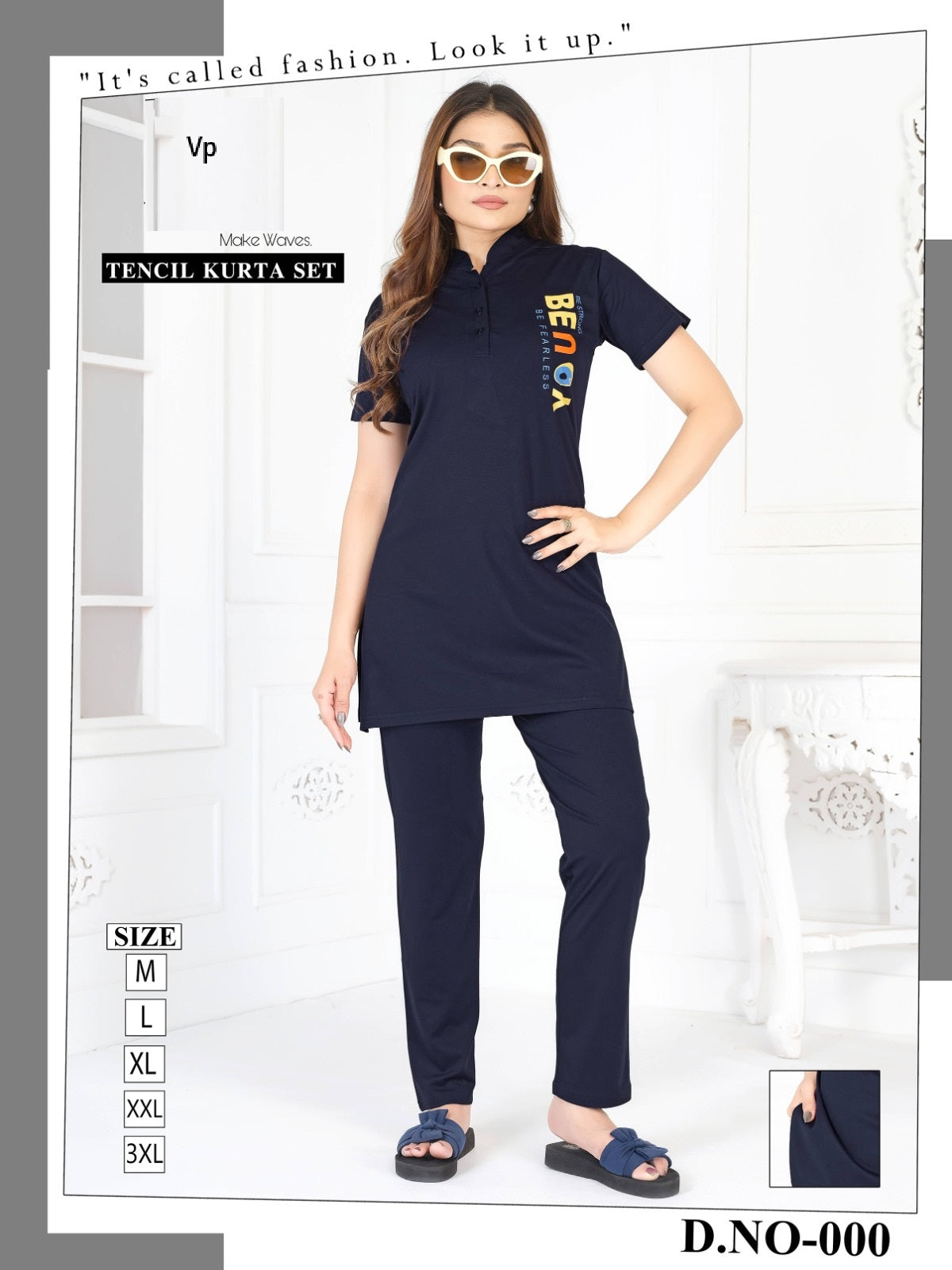 Design 000 Plain Vp Tencil Kurta Night Suits Wholesaler