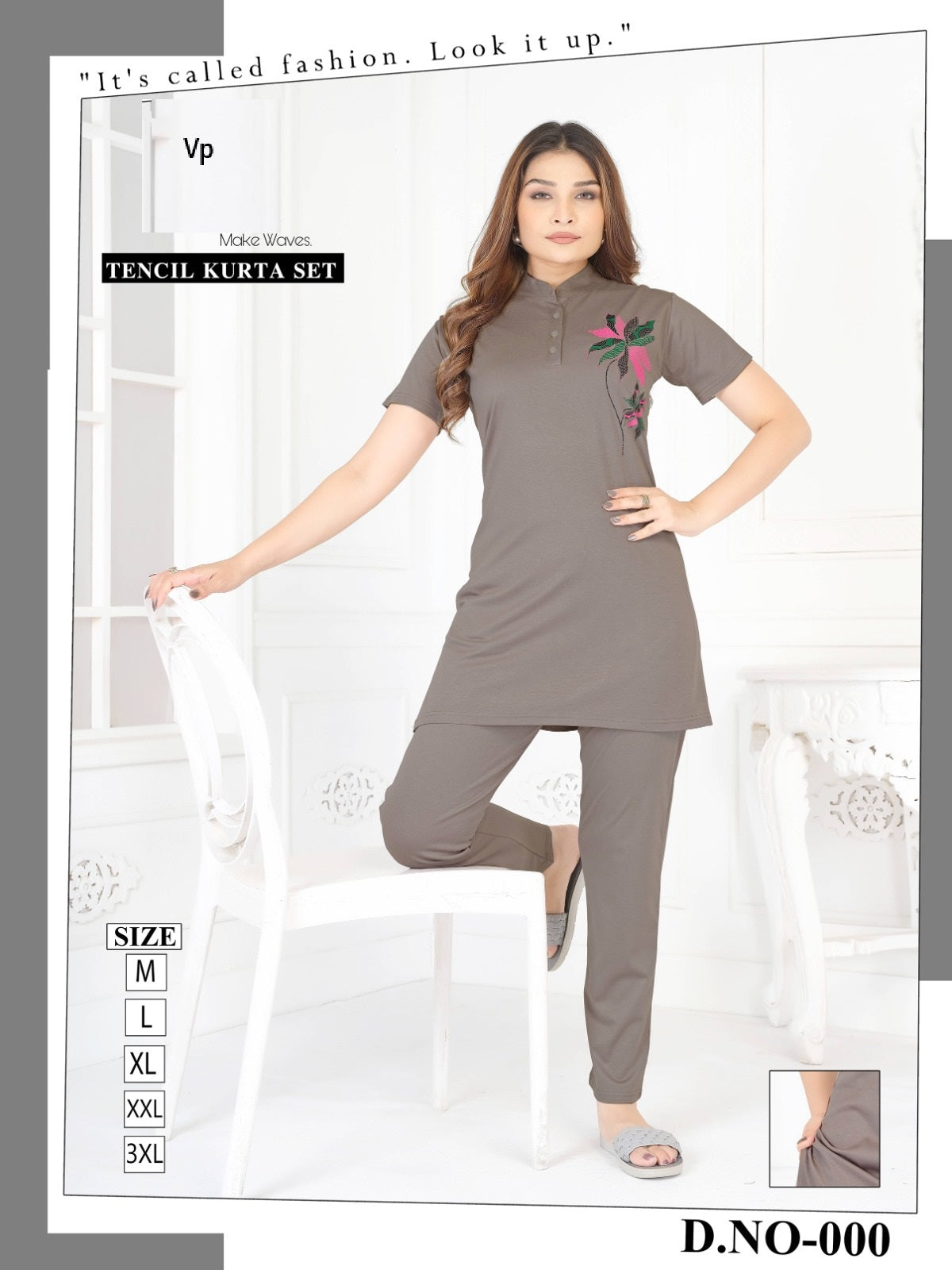 Design 000 Plain Vp Tencil Kurta Night Suits Wholesaler