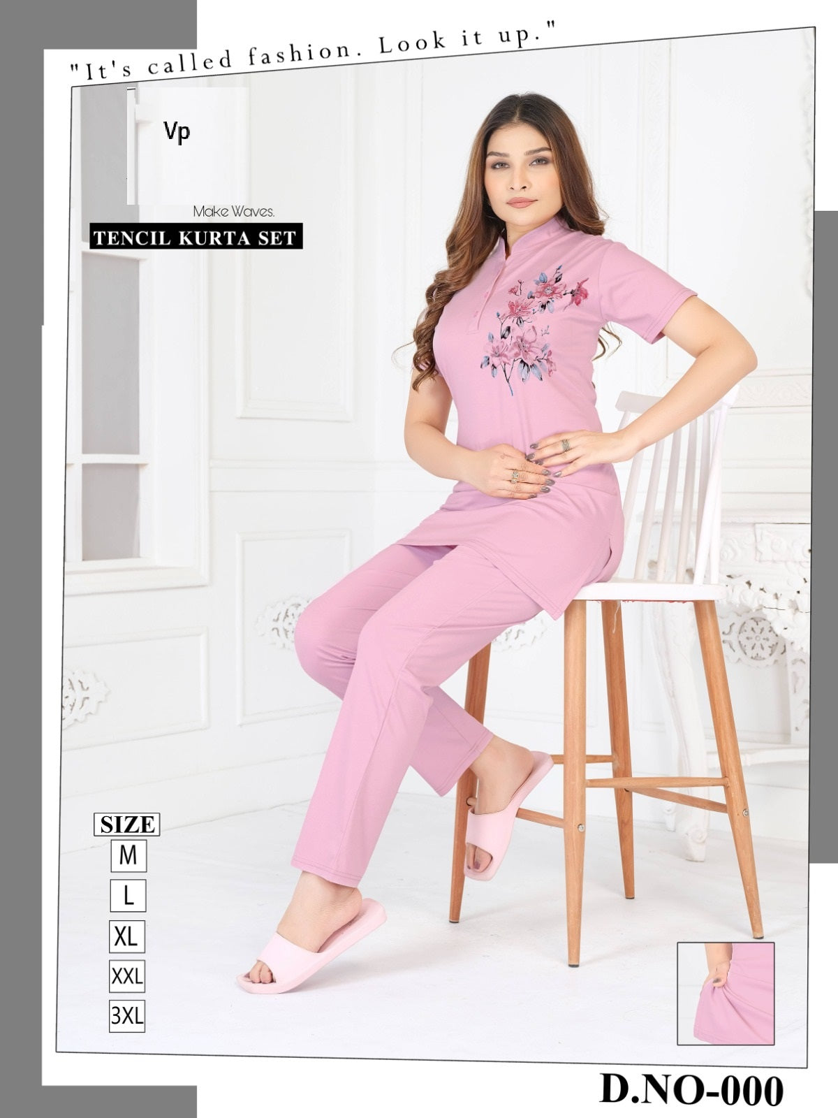 Design 000 Plain Vp Tencil Kurta Night Suits Wholesaler