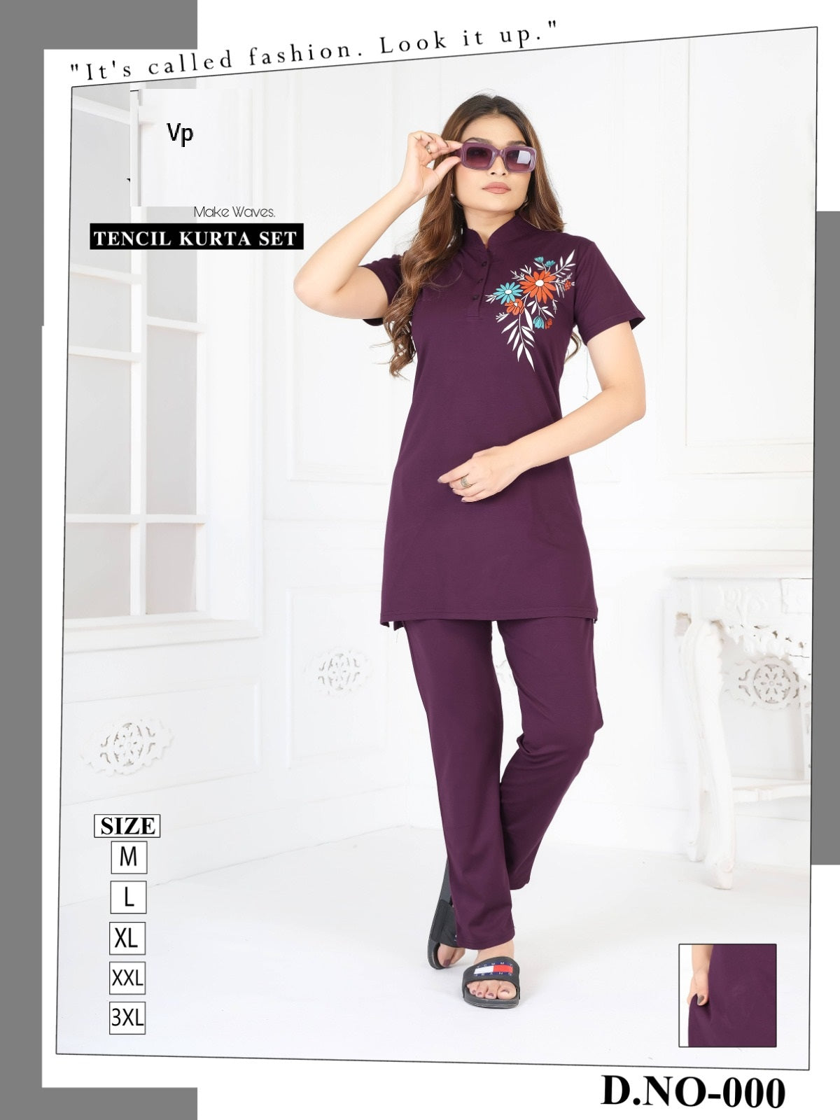 Design 000 Plain Vp Tencil Kurta Night Suits Wholesaler