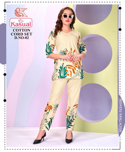 Design 01-02 Kasual Cotton Co Ord Set Wholesaler