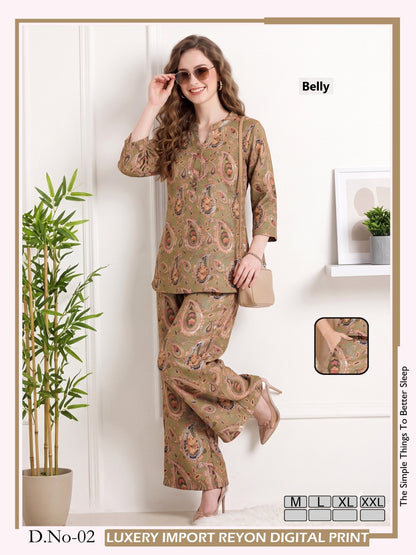 Design 01-06 Belly Reyon Co Ord Set Exporter