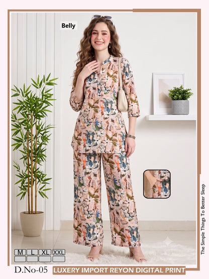 Design 01-06 Belly Reyon Co Ord Set Exporter