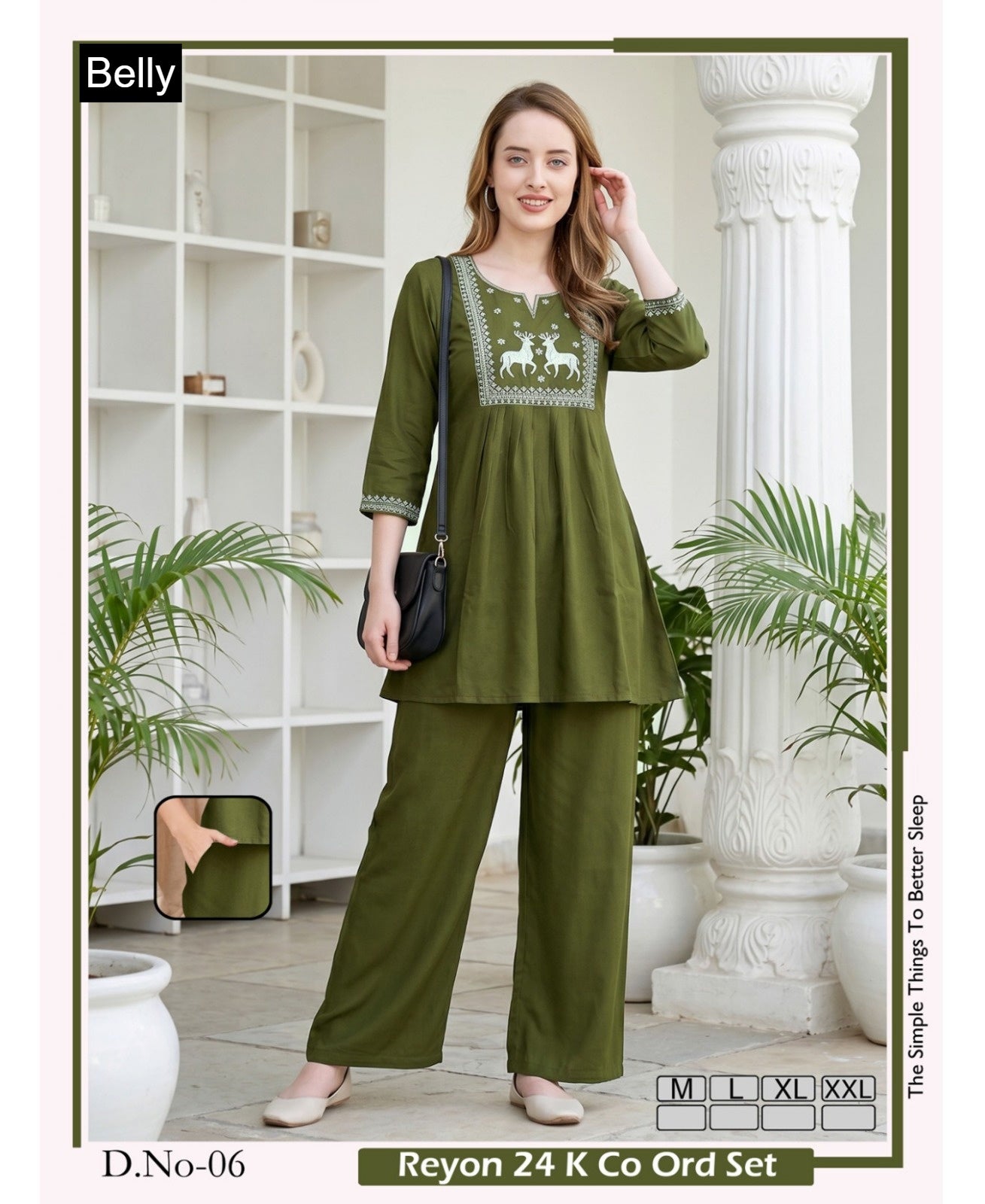 Design 01-06 Belly Rayon 24Kg Co Ord Set Wholesale Price