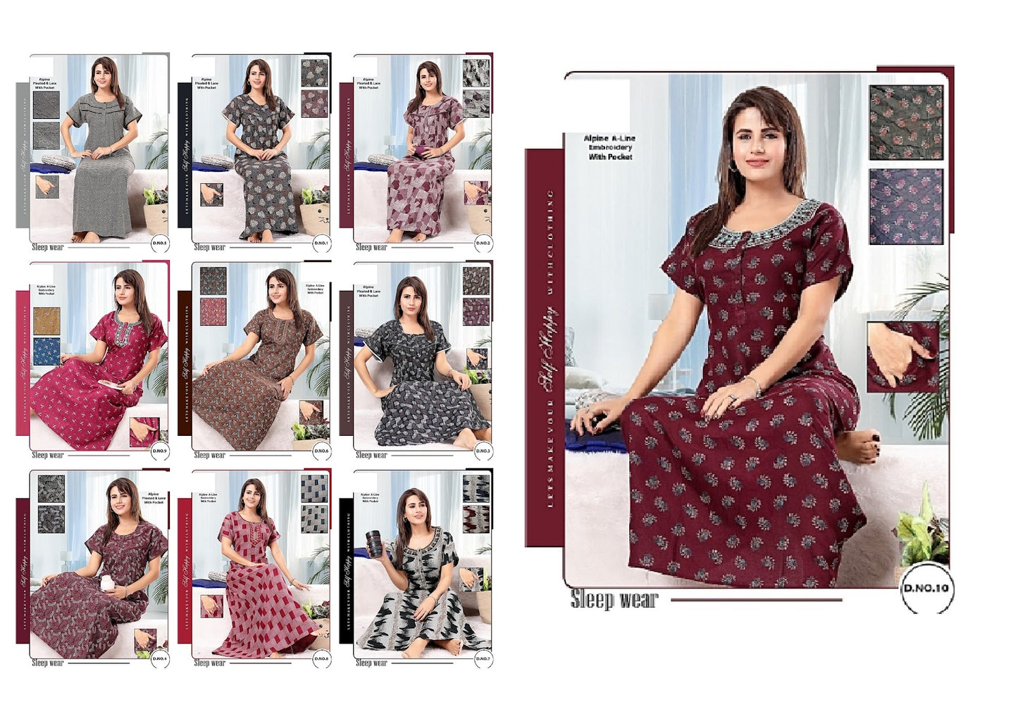 Design 01-10 Ggl Alpine Night Gowns Supplier Gujarat