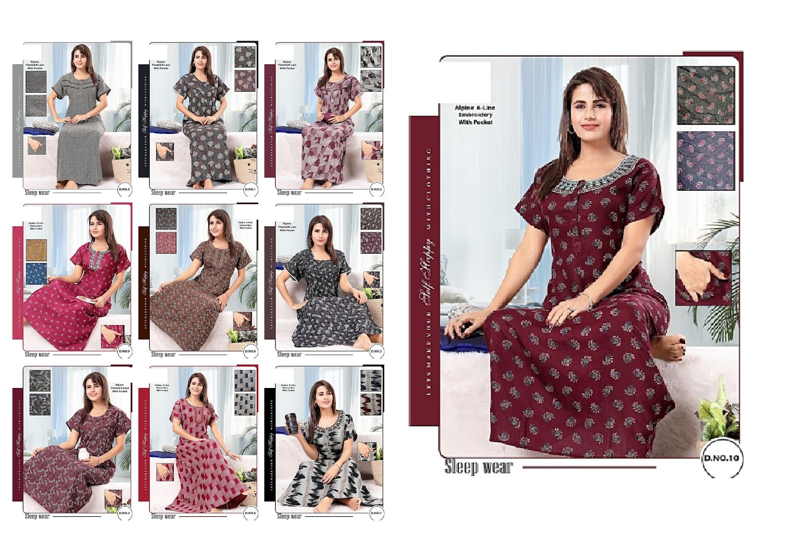 Design 01-10 Ggl Alpine Night Gowns Supplier Gujarat