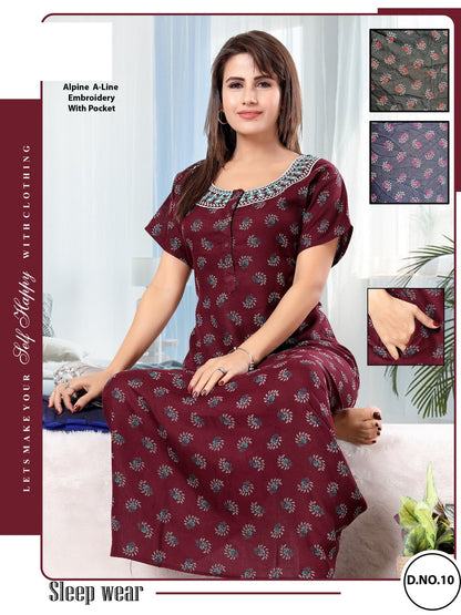 डिज़ाइन 01-10 जीजीएल अल्पाइन नाइट गाउन सप्लायर गुजरात