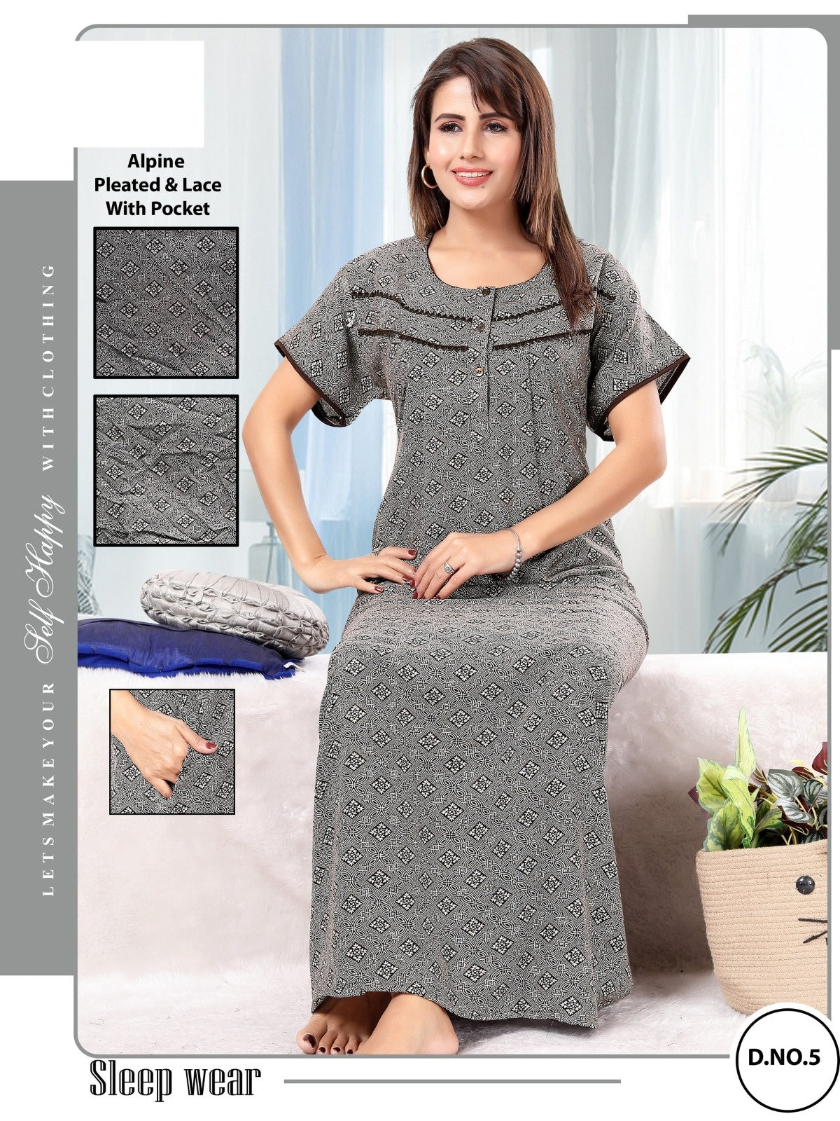 डिज़ाइन 01-10 जीजीएल अल्पाइन नाइट गाउन सप्लायर गुजरात