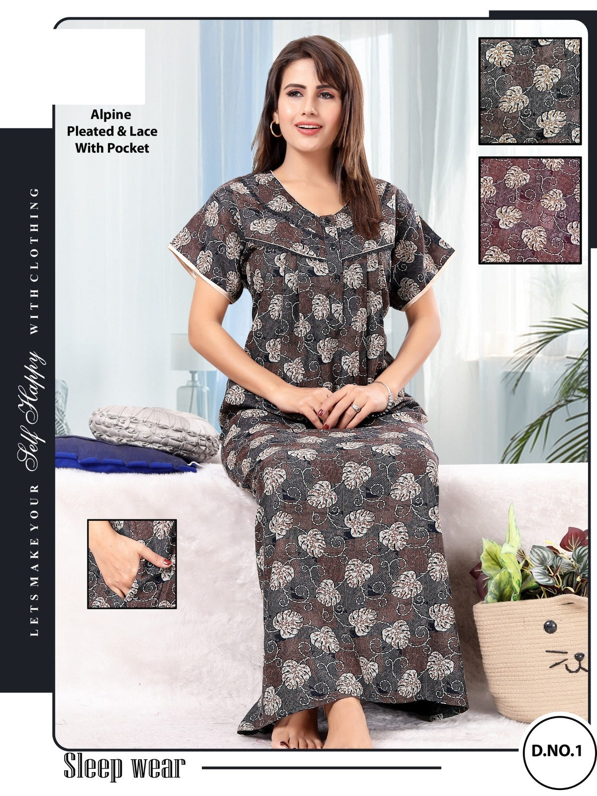 डिज़ाइन 01-10 जीजीएल अल्पाइन नाइट गाउन सप्लायर गुजरात