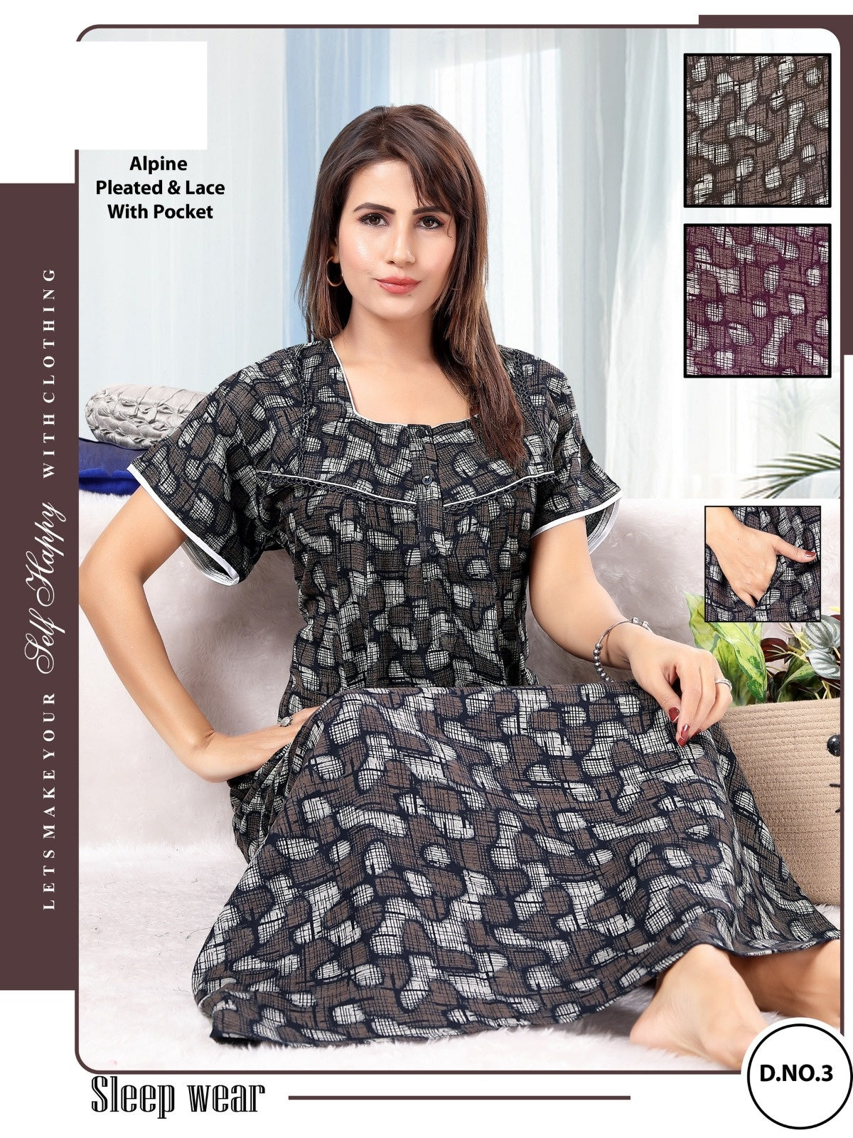 डिज़ाइन 01-10 जीजीएल अल्पाइन नाइट गाउन सप्लायर गुजरात