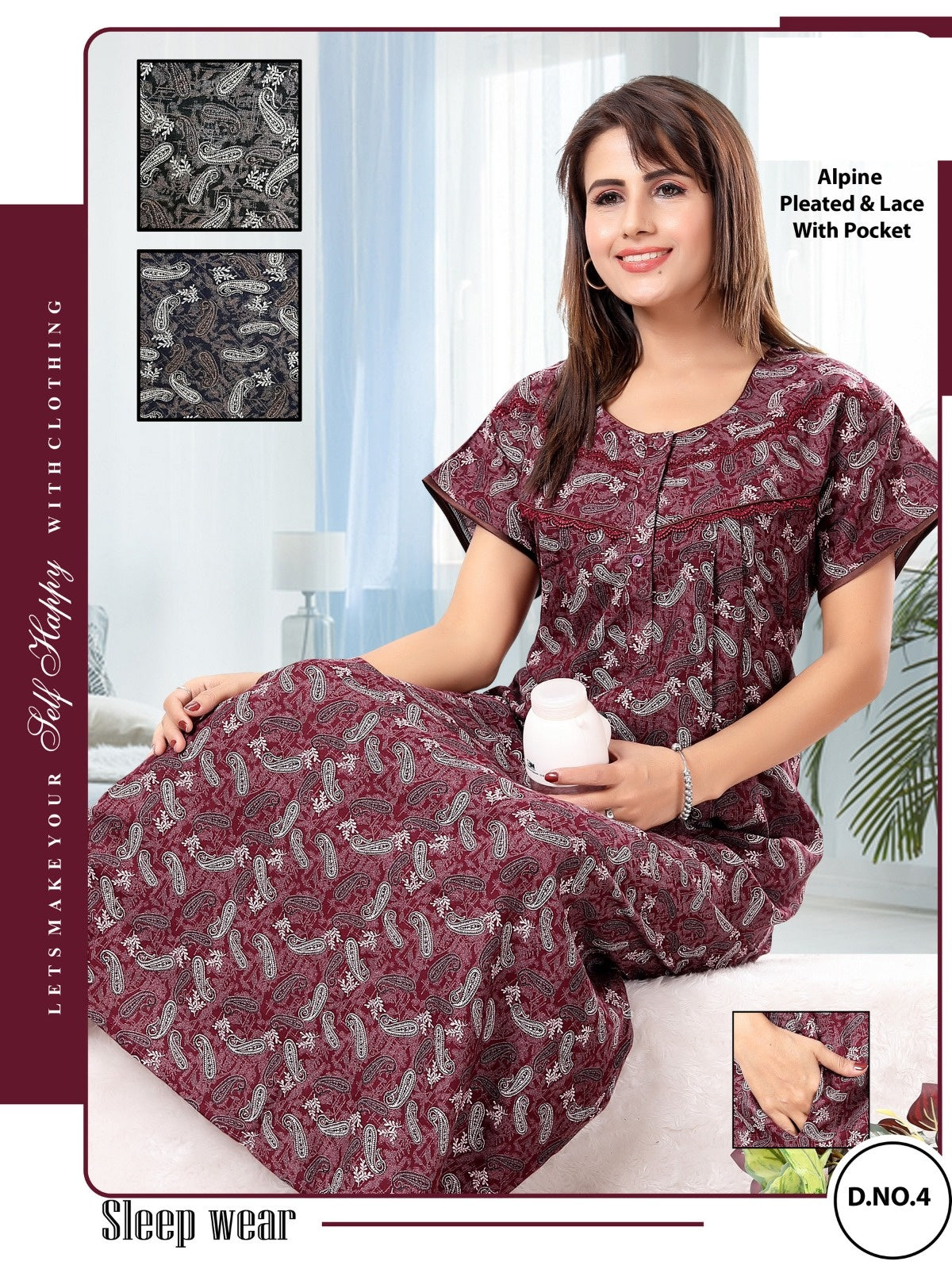 डिज़ाइन 01-10 जीजीएल अल्पाइन नाइट गाउन सप्लायर गुजरात