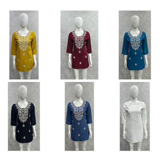Design 0105 Ffi Rayon Short Kurtis Manufacturer Ahmedabad