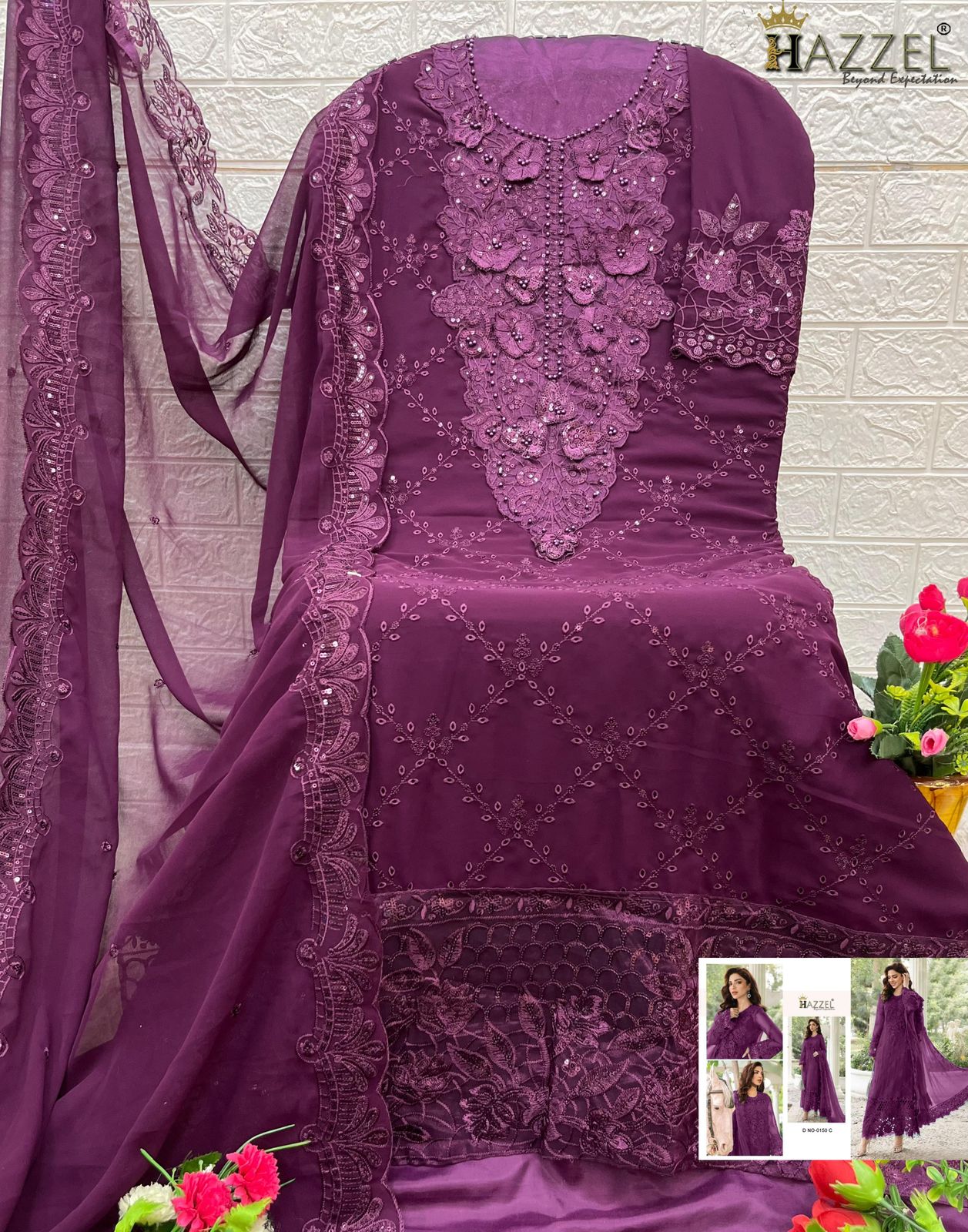 Design 0150 Hazzel Georgette Pakistani Salwar Suits Wholesaler India