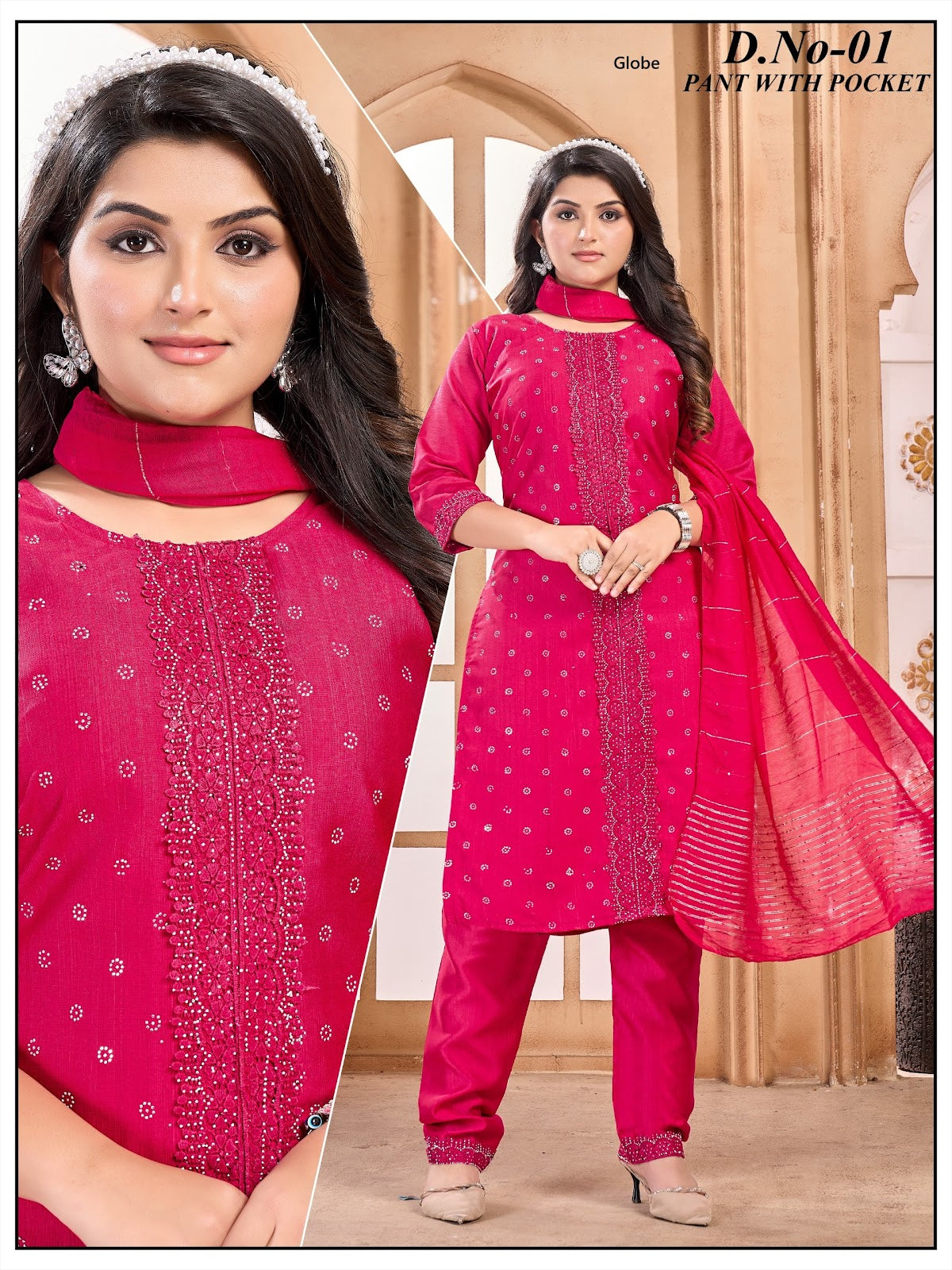 Design 01 Globe Vertican Readymade Pant Style Suits Manufacturer Gujarat