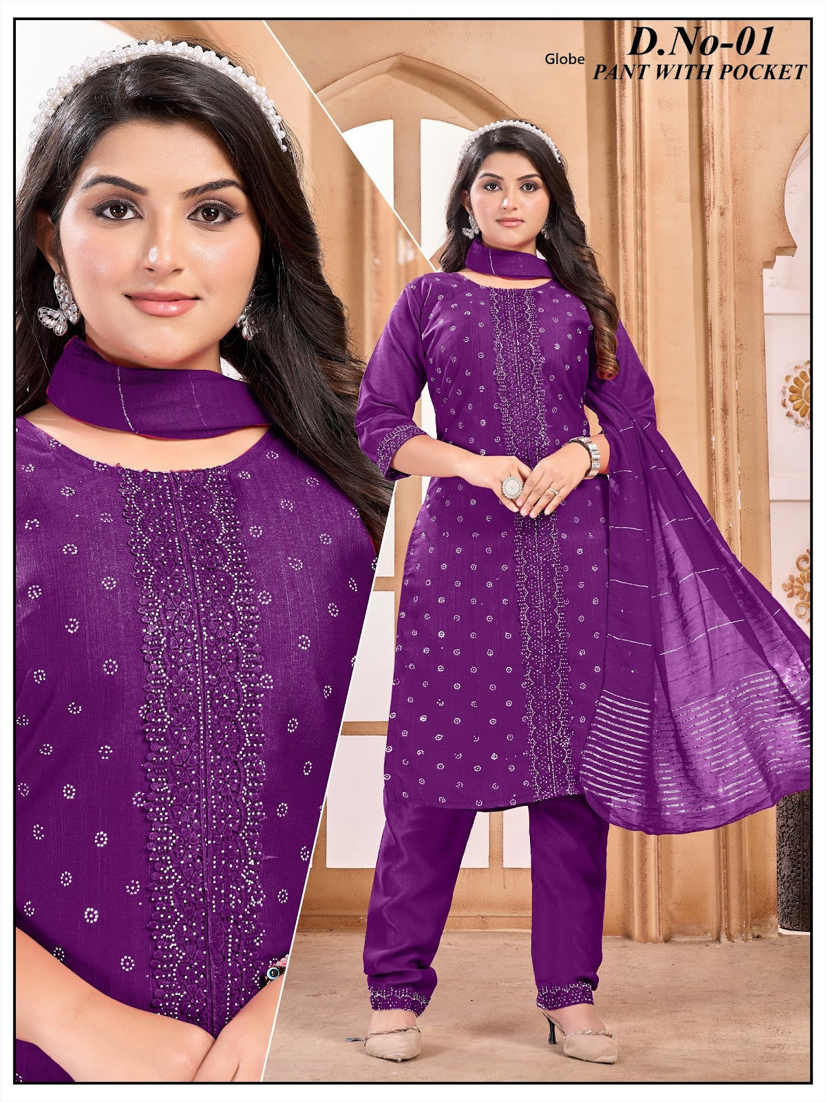 Design 01 Globe Vertican Readymade Pant Style Suits Manufacturer Gujarat