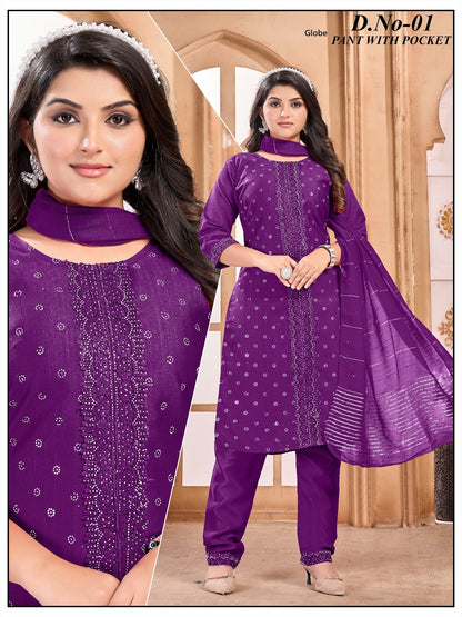 Design 01 Globe Vertican Readymade Pant Style Suits Manufacturer Gujarat