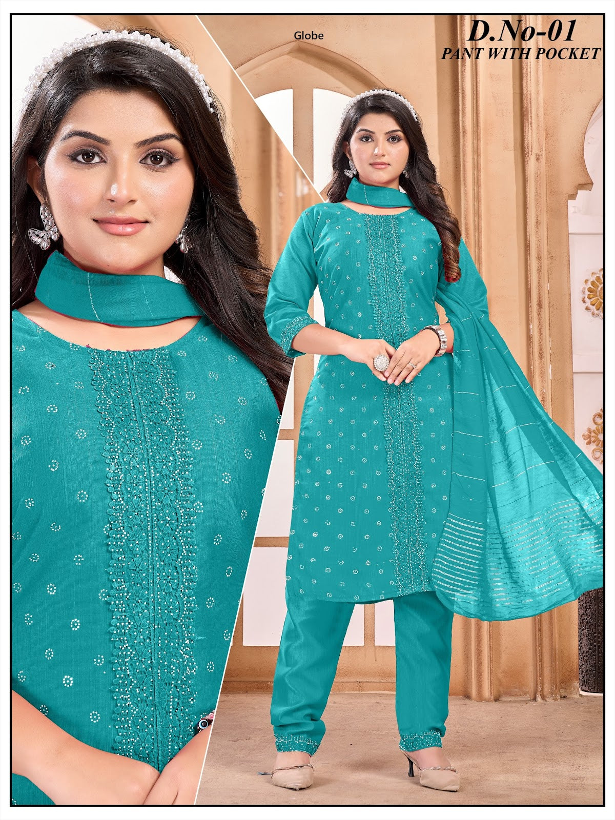 Design 01 Globe Vertican Readymade Pant Style Suits Manufacturer Gujarat