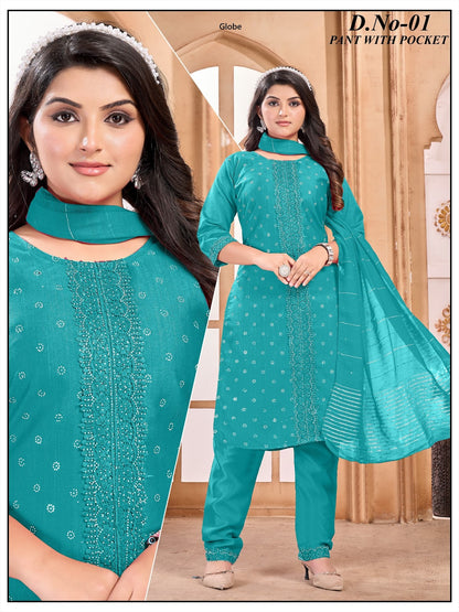 Design 01 Globe Vertican Readymade Pant Style Suits Manufacturer Gujarat