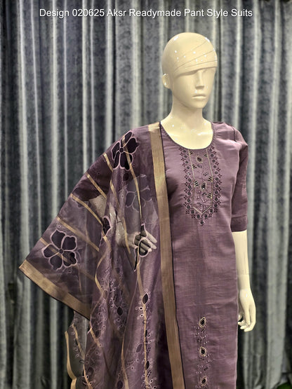 Design 020625 Aksr Roman Silk Readymade Pant Style Suits Supplier Gujarat