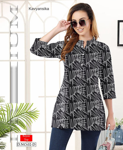 Design 02 Kavyansika Reyon Short Kurtis Wholesale Price