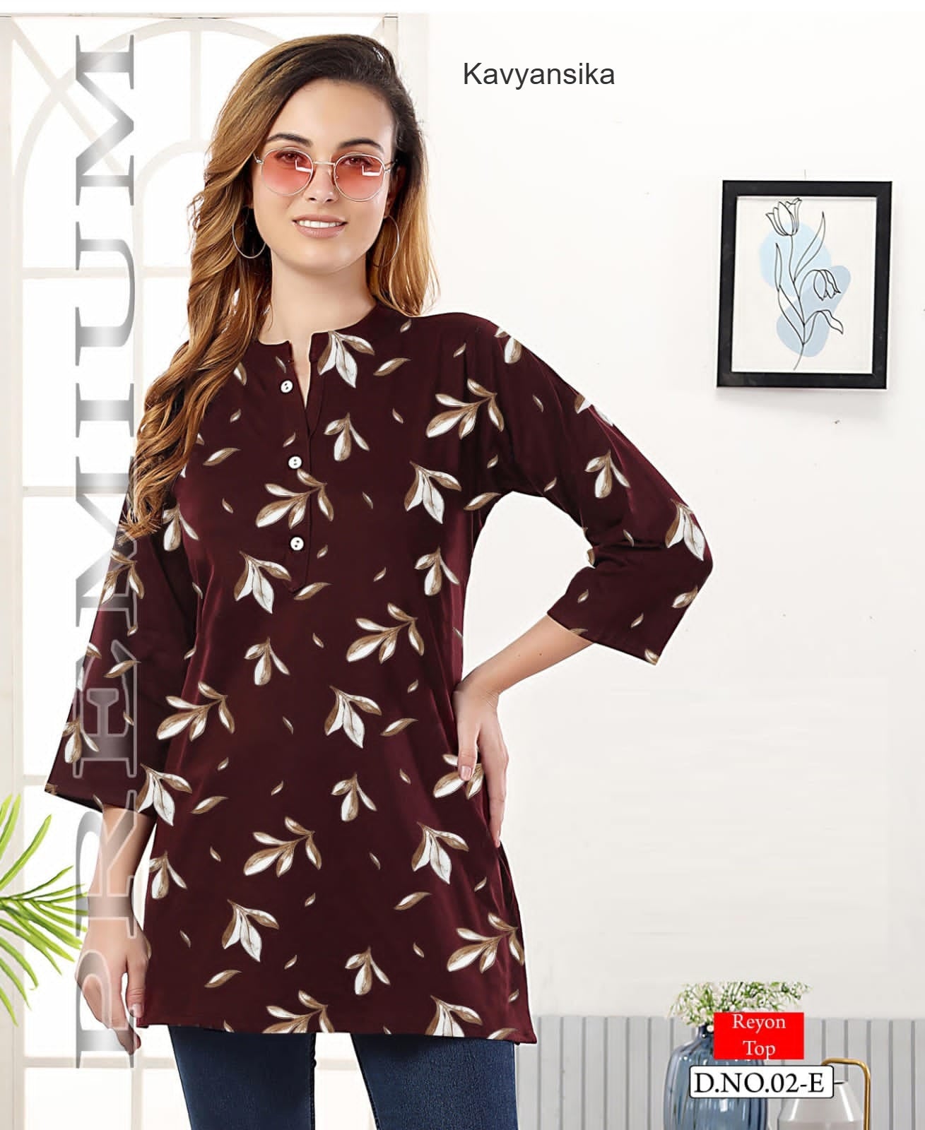 Design 02 Kavyansika Reyon Short Kurtis Wholesale Price