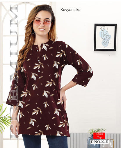 Design 02 Kavyansika Reyon Short Kurtis Wholesale Price