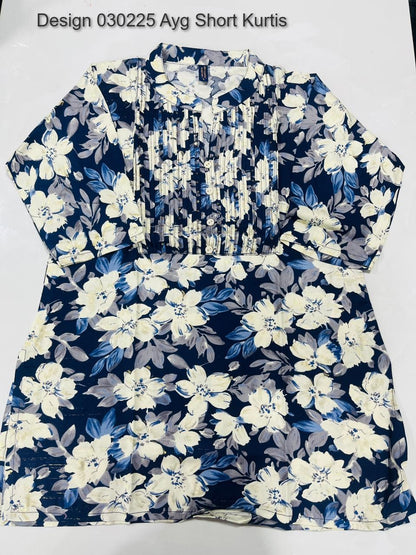 Design 030225 Ayg Rayon Foil Short Kurtis Wholesale Rate