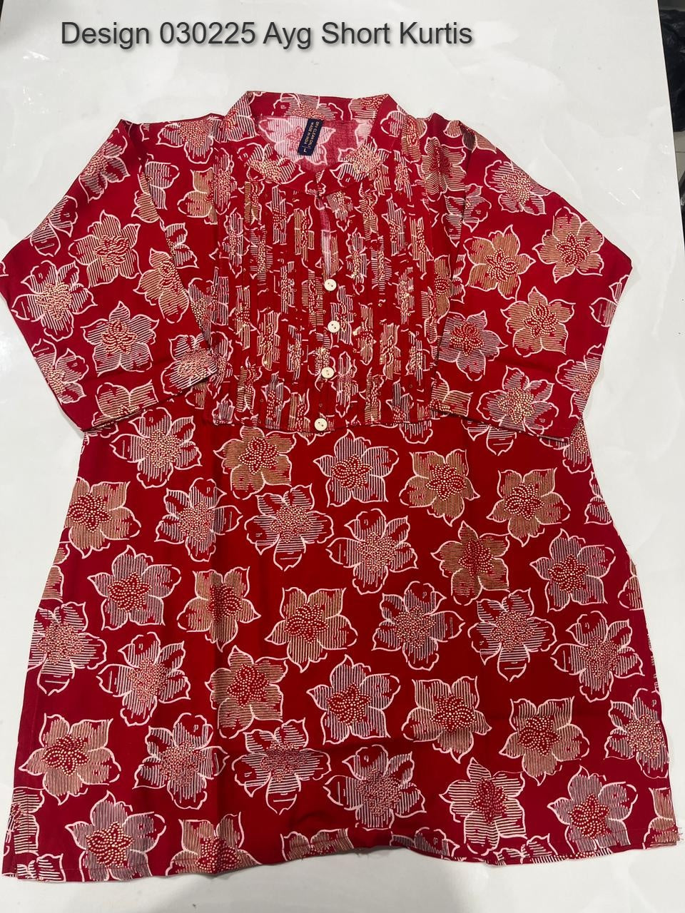 Design 030225 Ayg Rayon Foil Short Kurtis Wholesale Rate