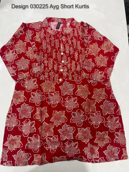 Design 030225 Ayg Rayon Foil Short Kurtis Wholesale Rate