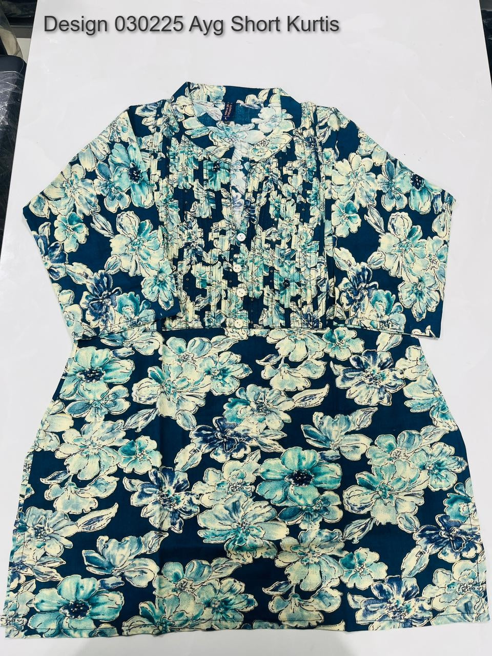 Design 030225 Ayg Rayon Foil Short Kurtis Wholesale Rate