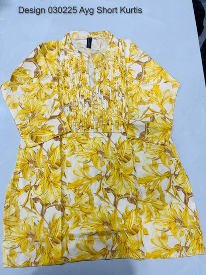 Design 030225 Ayg Rayon Foil Short Kurtis Wholesale Rate