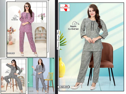 Design 030425 Perfect Feel Rayon Co Ord Set Supplier India