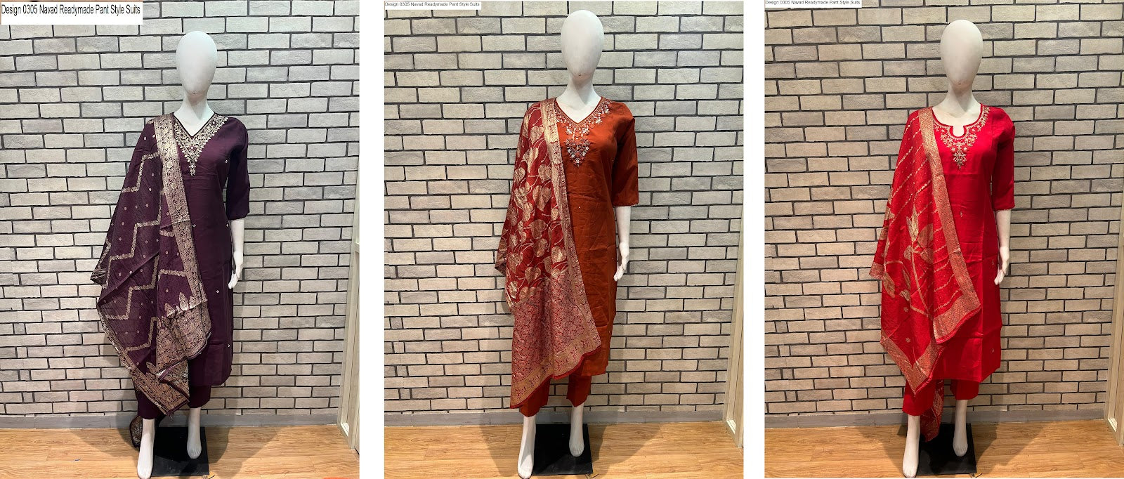 Design 0305 Navad Roman Silk Readymade Pant Style Suits Exporter Gujarat