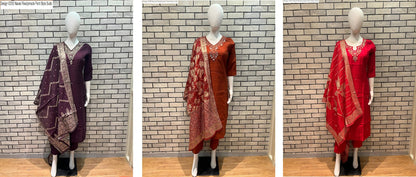 Design 0305 Navad Roman Silk Readymade Pant Style Suits Exporter Gujarat