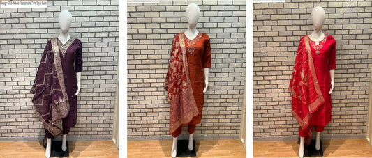 Design 0305 Navad Roman Silk Readymade Pant Style Suits Exporter Gujarat