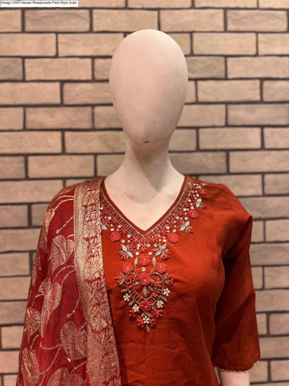 Design 0305 Navad Roman Silk Readymade Pant Style Suits Exporter Gujarat