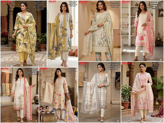 Design 030626 Bipson Prints Viscose Linen Readymade Pant Style Suits Manufacturer