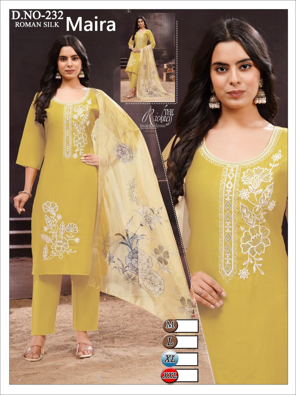 Design 031125 Maira Roman Silk Readymade Pant Style Suits Supplier