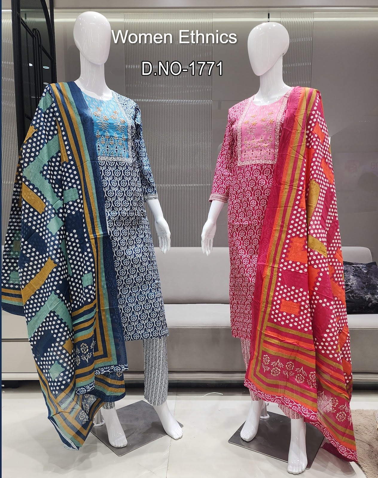 Design 031925 Women Ethnics Readymade Cotton Pant Suits Exporter