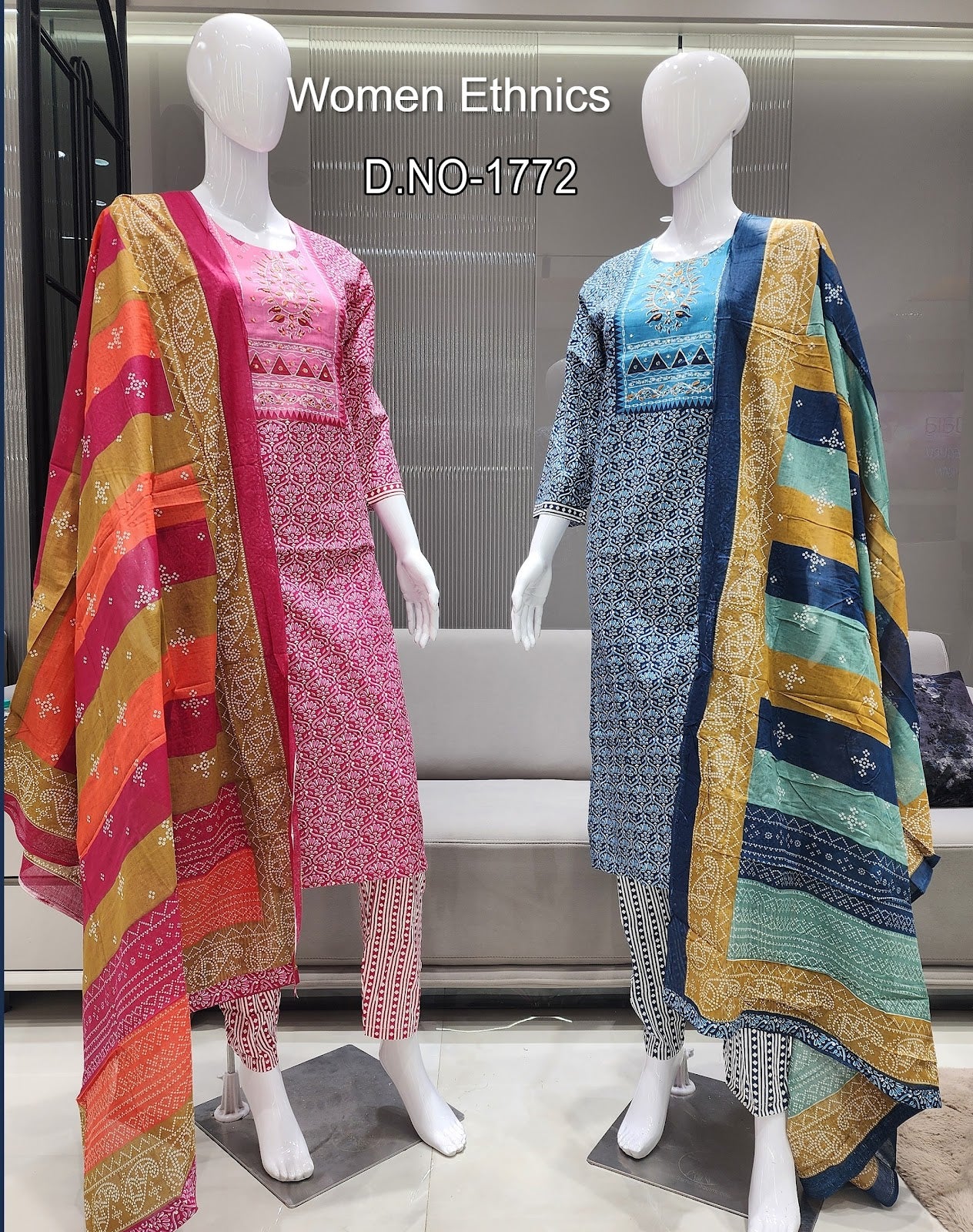 Design 031925 Women Ethnics Readymade Cotton Pant Suits Exporter