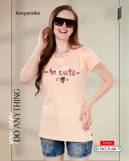 Design 04 Kavyansika Lycra Women Tshirt Wholesale