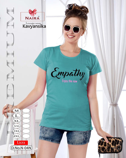 Design 04 Kavyansika Lycra Women Tshirt Wholesale