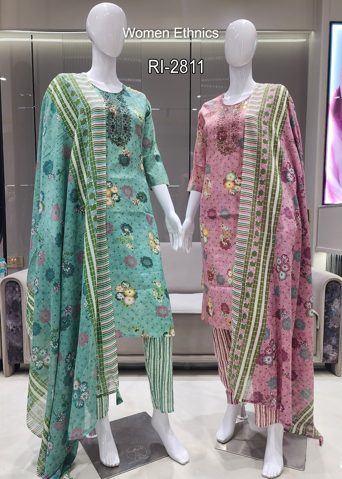 Design 050525 Women Ethnics Slub Readymade Cotton Pant Suits Exporter Gujarat