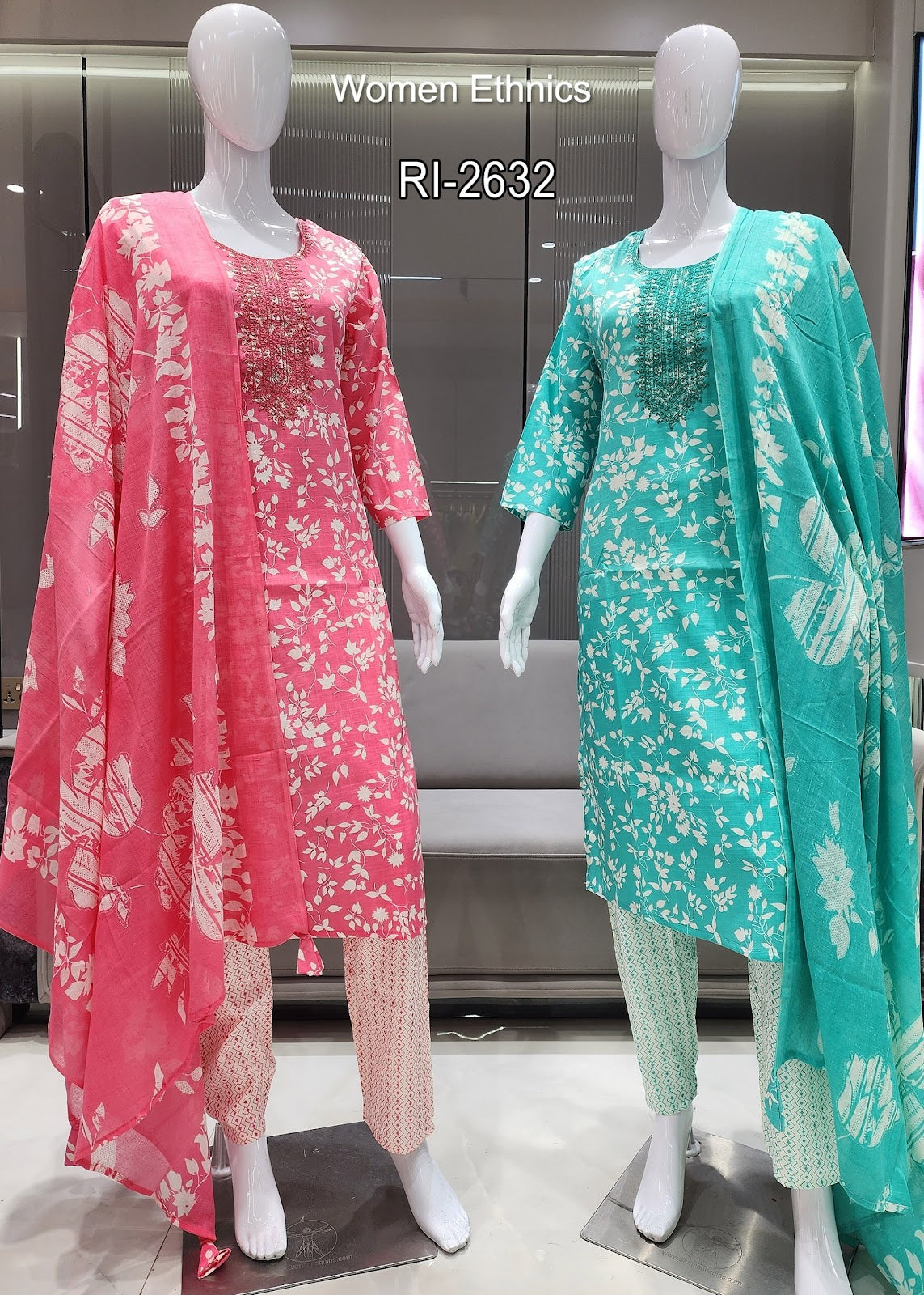 Design 050525 Women Ethnics Slub Readymade Cotton Pant Suits Exporter Gujarat